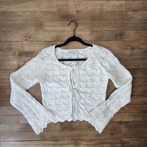 White Tie-Up Crochet Top